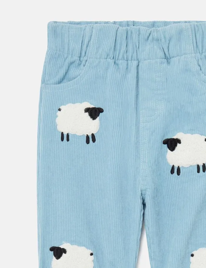 Kids Sheep Pattern Denim Pants Blue And White Stella McCartney Baby Boys