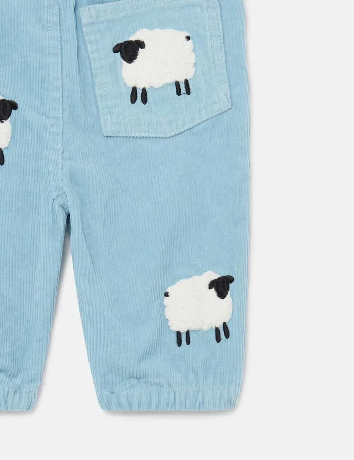Kids Sheep Pattern Denim Pants Blue And White Stella McCartney Baby Boys