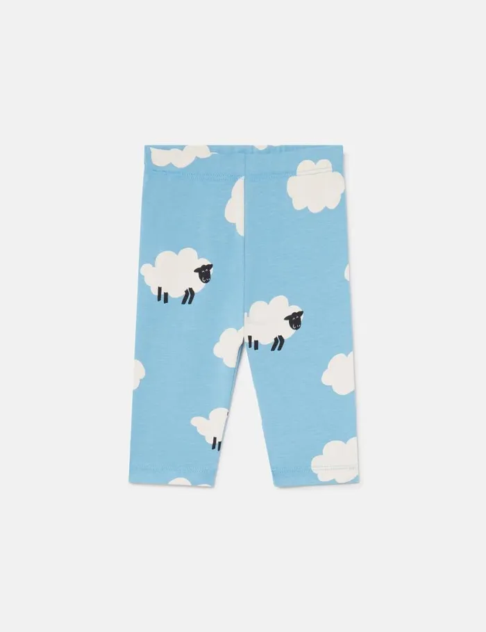 Kids Sheep Pattern Leggings Blue And White Stella McCartney Baby Girls