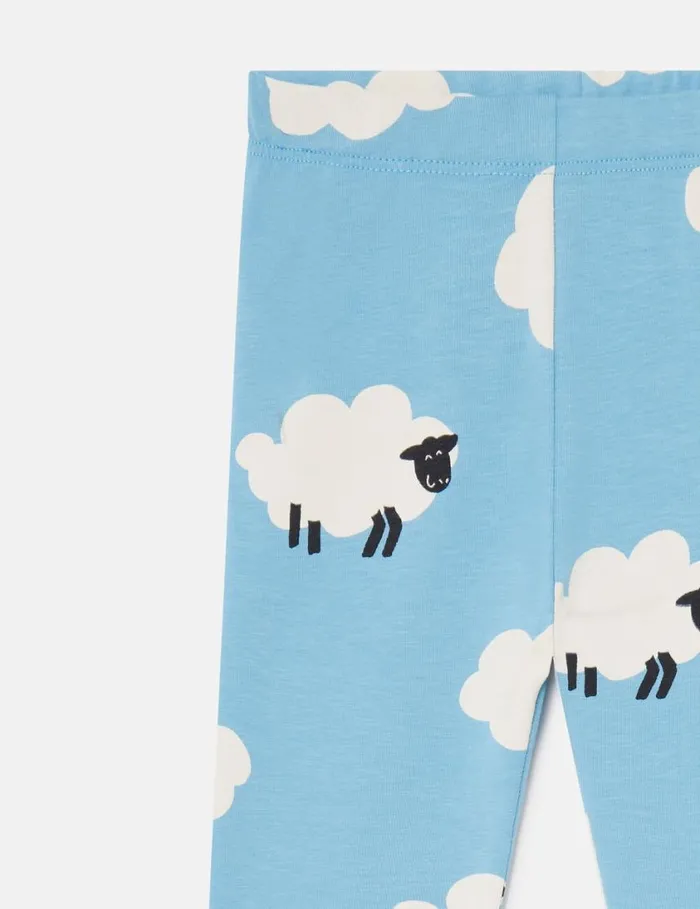 Kids Sheep Pattern Leggings Blue And White Stella McCartney Baby Girls