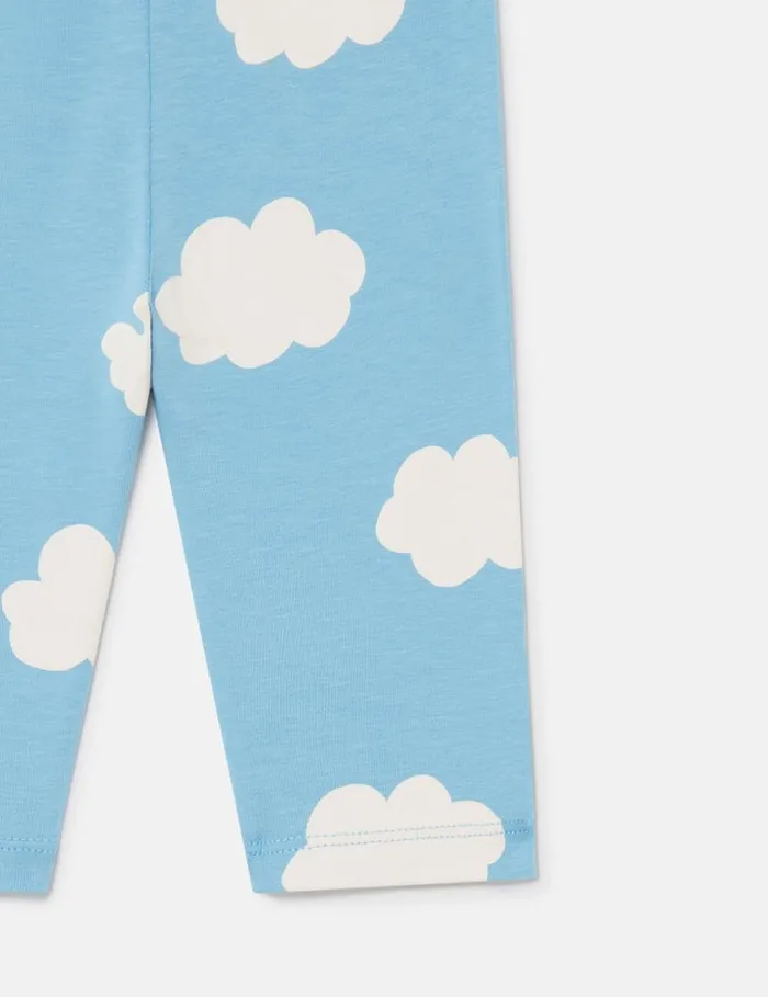 Kids Sheep Pattern Leggings Blue And White Stella McCartney Baby Girls