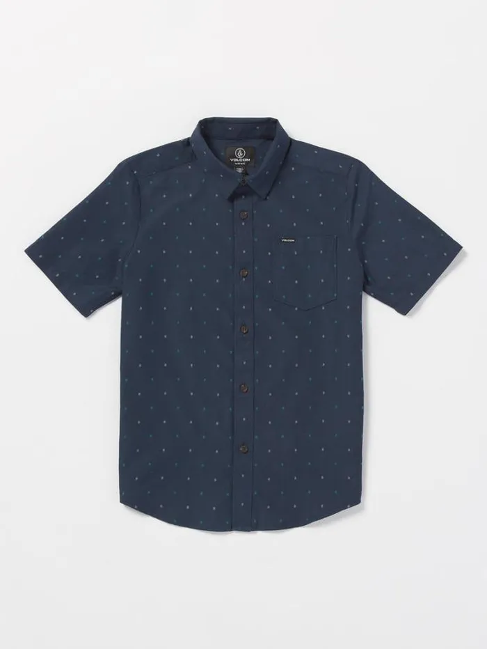 Kids Shirts and Flannels Volcom Big Boys Hone Stone Woven Short Sleeve Shirt 8211 Navy
