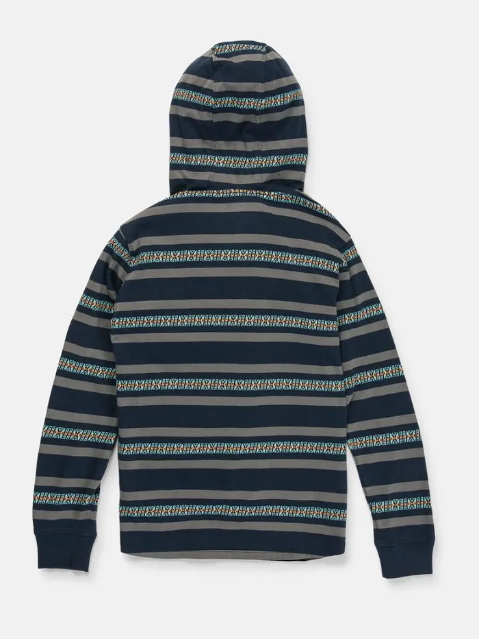 Kids Shirts and Flannels Volcom Big Boys Seed Stone Hood Long Sleeve Shirt 8211 Navy