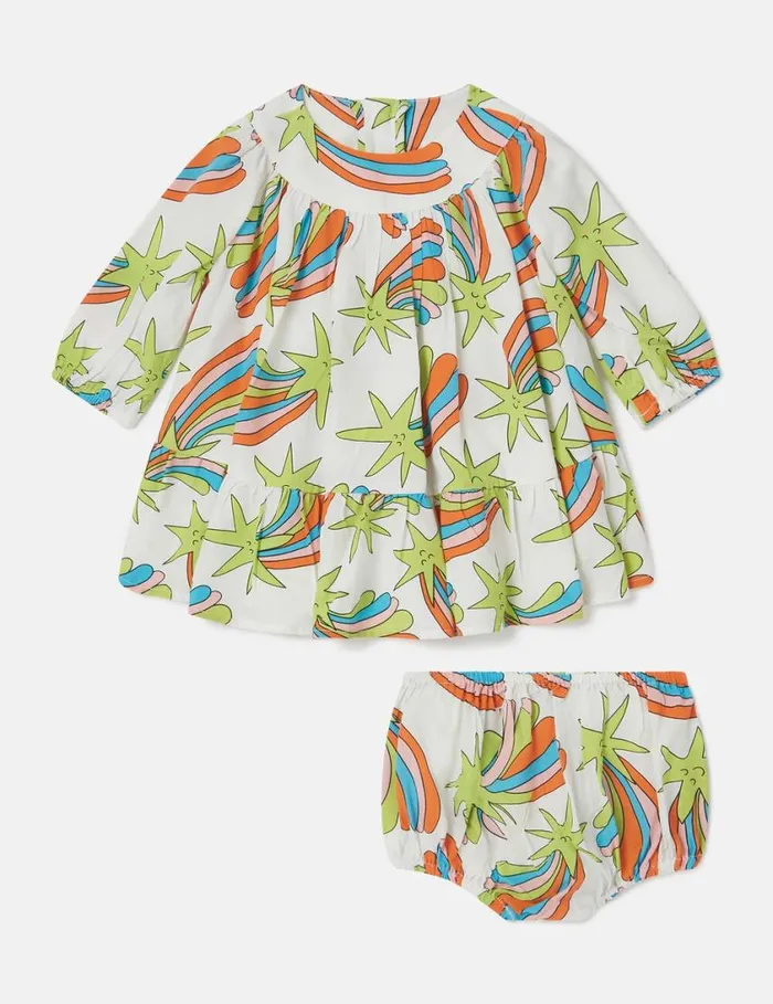 Kids Shooting Stars Dress And Bloomers Set Ivory Multi Stella McCartney Baby Girls
