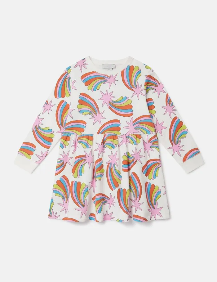 Kids Shooting Stars LongSleeved Dress Ivory Multi Stella McCartney Dresses and Jumpsuits