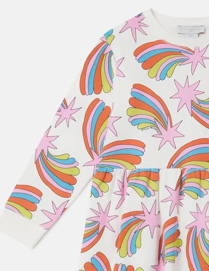 Kids Shooting Stars LongSleeved Dress Ivory Multi Stella McCartney Dresses and Jumpsuits