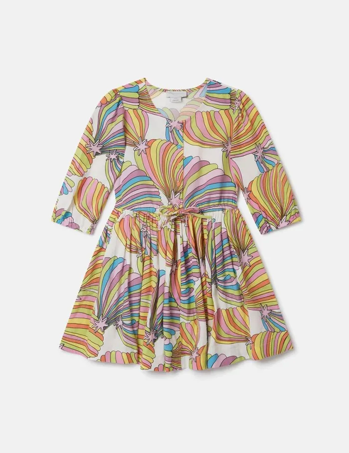 Kids Shooting Stars Pleated Dress Ivory Multi Stella McCartney Dresses and Jumpsuits