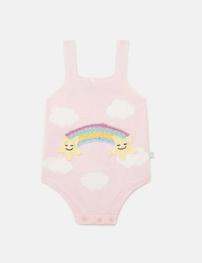 Kids Star Embroidered Romper Pink Stella McCartney Baby Girls