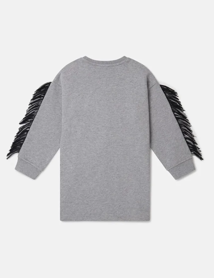 Kids Star Graphic Fringed Dress Grey Stella McCartney Dresses and Jumpsuits