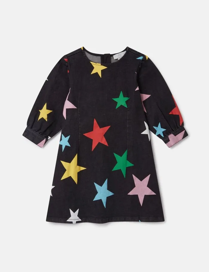 Kids Star Pattern Denim Dress Multicolour Stella McCartney Dresses and Jumpsuits