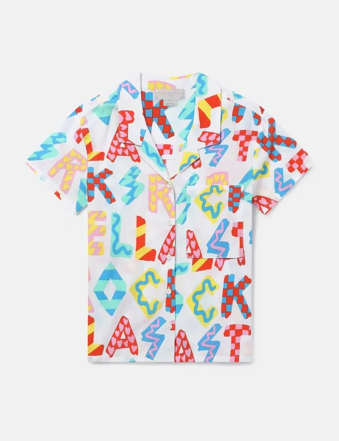 Kids Stella Rocks Short Sleeve Shirt White Multicolour Stella McCartney TShirts And Tops