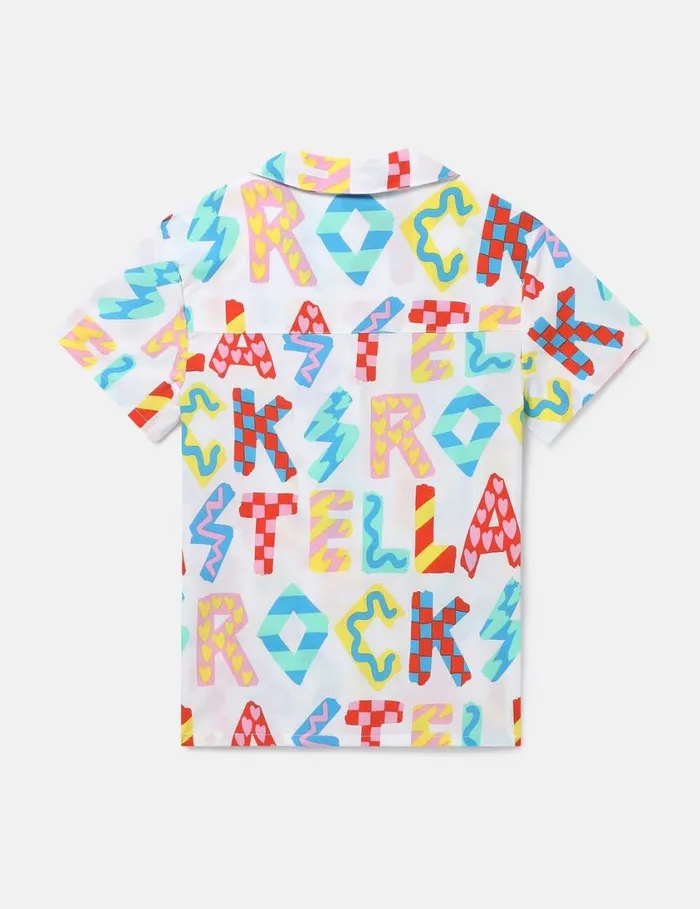 Kids Stella Rocks Short Sleeve Shirt White Multicolour Stella McCartney TShirts And Tops