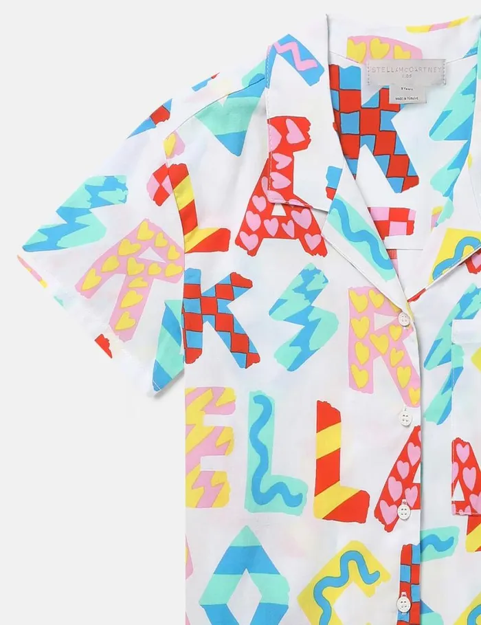 Kids Stella Rocks Short Sleeve Shirt White Multicolour Stella McCartney TShirts And Tops