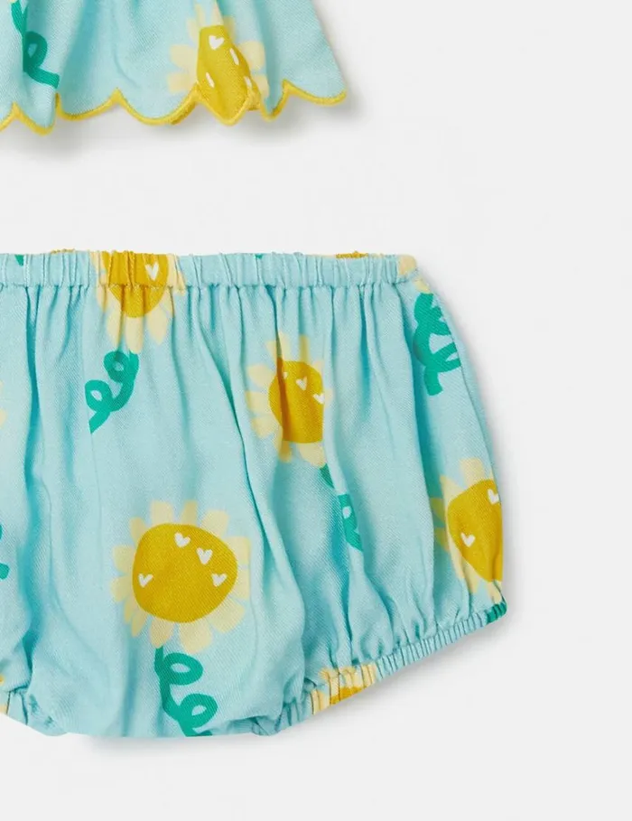 Kids Sunflower Print Sleeveless Dress And Bloomers Set Aqua Blue Stella McCartney Baby Girls Kids Sunflower Print Sleeveless Dress And Bloomers Set Aqua Blue Stella McCartney Baby Girls