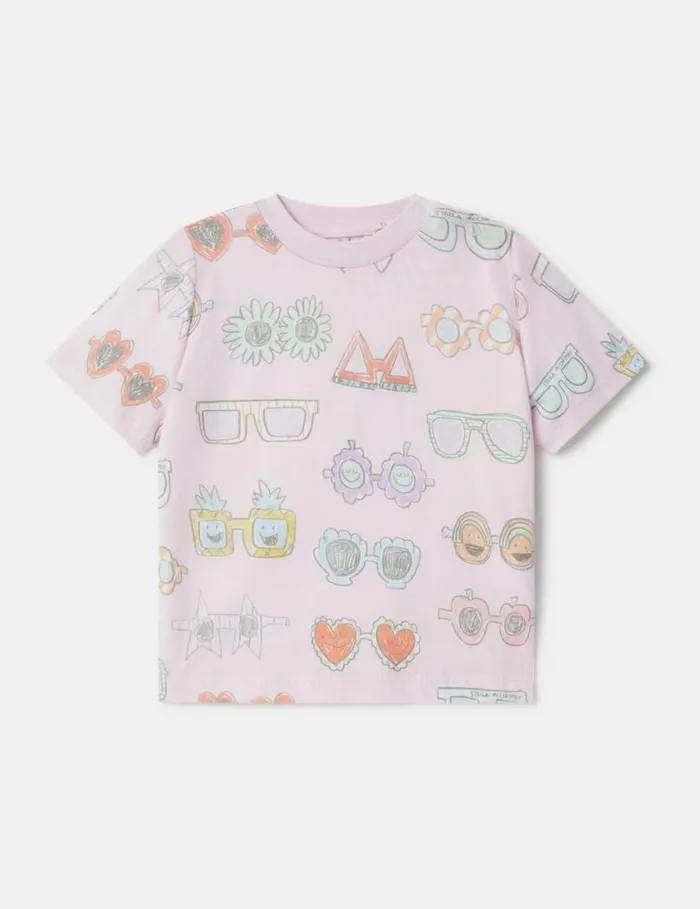 Kids Sunglasses Doodle Print TShirt Pink Stella McCartney Baby Girls