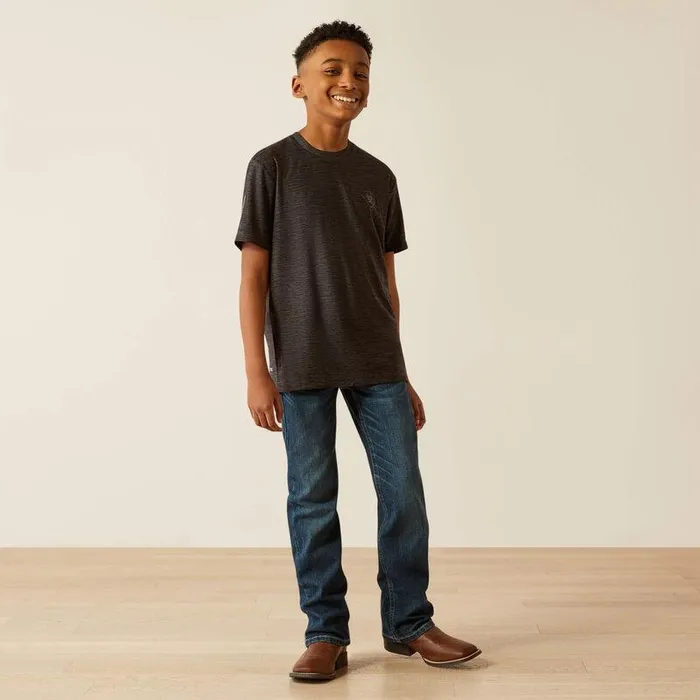 Kids TShirts and Polos Ariat Vertical Gradient Charger TShirt Black Heather