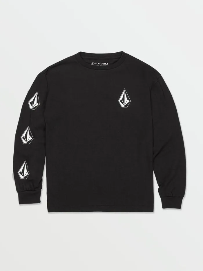 Kids TShirts and Tanks Volcom Little Boys Iconic Stone Long Sleeve Tee 8211 Black
