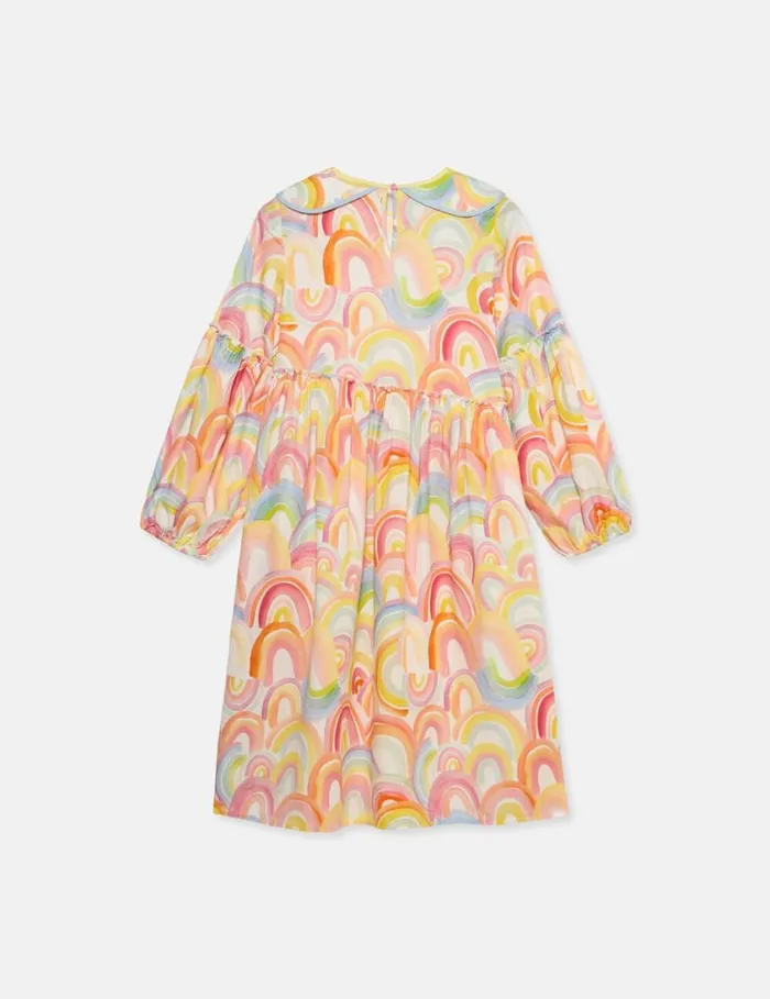 Kids Watercolour Rainbow Print Skater Dress Blue Stella McCartney Dresses and Jumpsuits