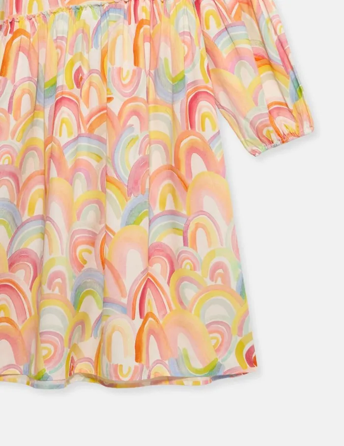 Kids Watercolour Rainbow Print Skater Dress Blue Stella McCartney Dresses and Jumpsuits