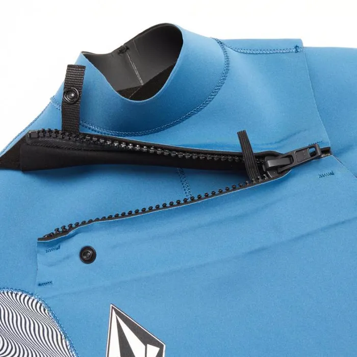 Kids Wetsuits Volcom Big Boys Modulator 2mm Chest Zip Short Sleeve Fullsuit 8211 Cruzer Blue