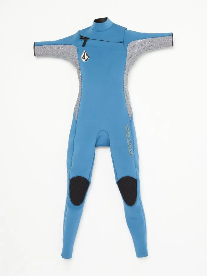 Kids Wetsuits Volcom Big Boys Modulator 2mm Chest Zip Short Sleeve Fullsuit 8211 Cruzer Blue
