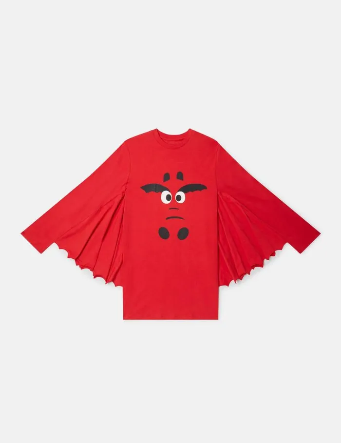 Kids Year Of The Dragon Jersey Cape Dress Red Stella McCartney Dresses and Jumpsuits