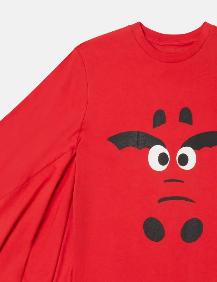Kids Year Of The Dragon Jersey Cape Dress Red Stella McCartney Dresses and Jumpsuits