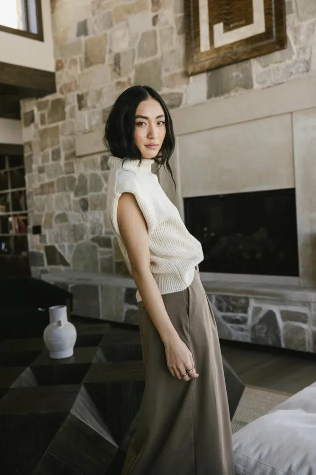 Kippa Shoulder Pad Sweater In Beige Beige Women Bohme Tops