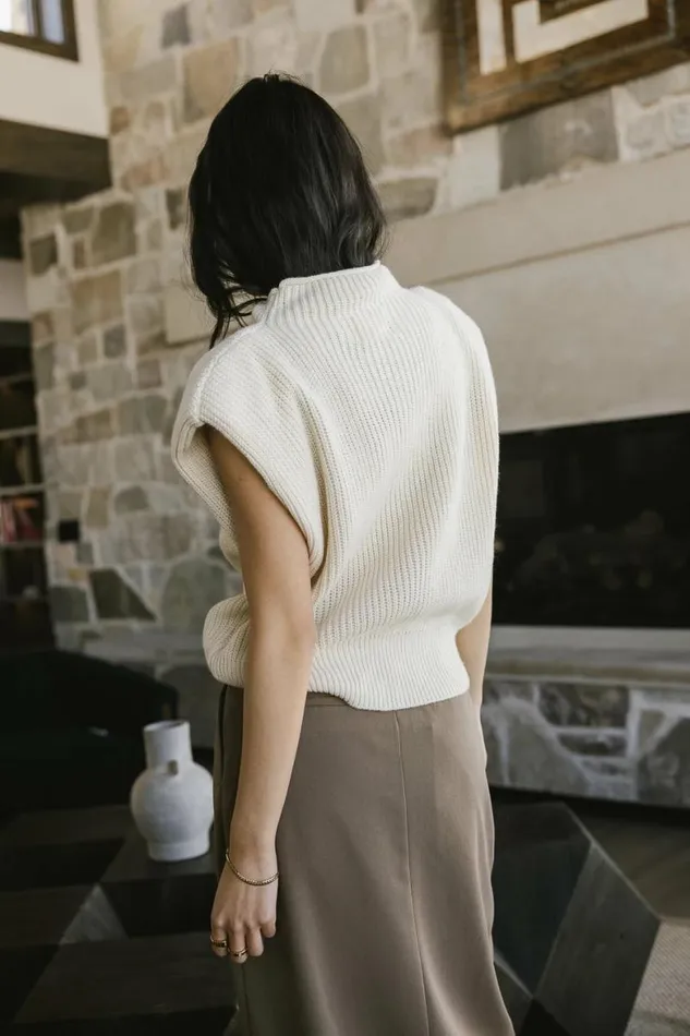 Kippa Shoulder Pad Sweater In Beige Beige Women Bohme Tops