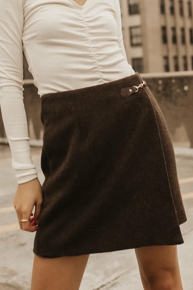 Kisha Wool Blend Skirt Brown Women Bohme Skirts