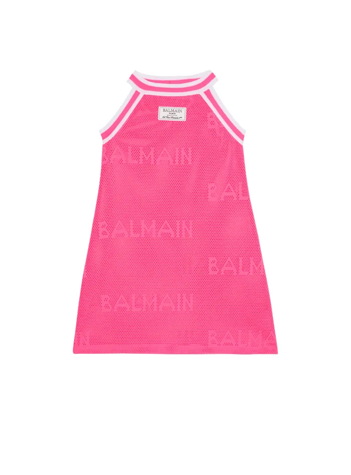 Knit Dress With Logo Pink Kids Balmain