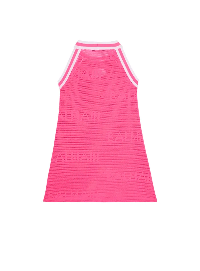 Knit Dress With Logo Pink Kids Balmain