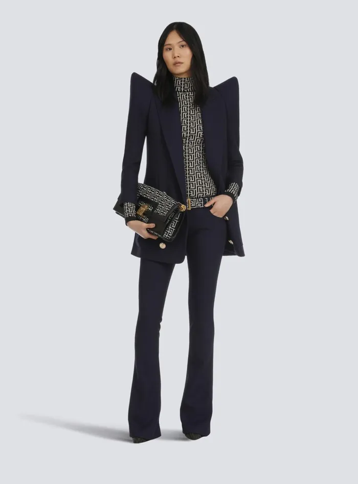 Knit Sweater With Monogram Black Women Balmain Knitwear Knit Sweater With Monogram Black Women Balmain Knitwear