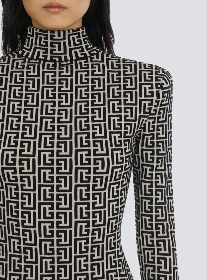 Knit Sweater With Monogram Black Women Balmain Knitwear Knit Sweater With Monogram Black Women Balmain Knitwear