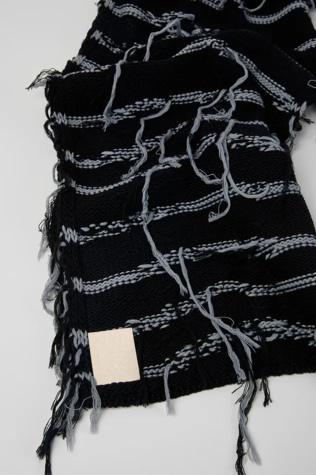 Knit Women Camper Knit Scarf Black Intarsia Knit Scarf Knit Women Camper Knit Scarf Black Intarsia Knit Scarf