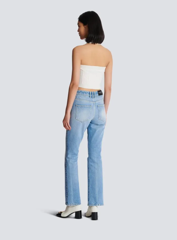 Knitted Halterneck Top White Women Balmain Tops And Shirts