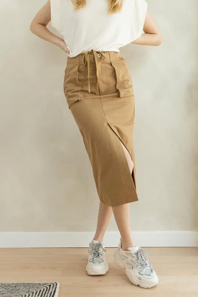 Kylie Midi Skirt In Khaki Khaki Women Bohme Skirts