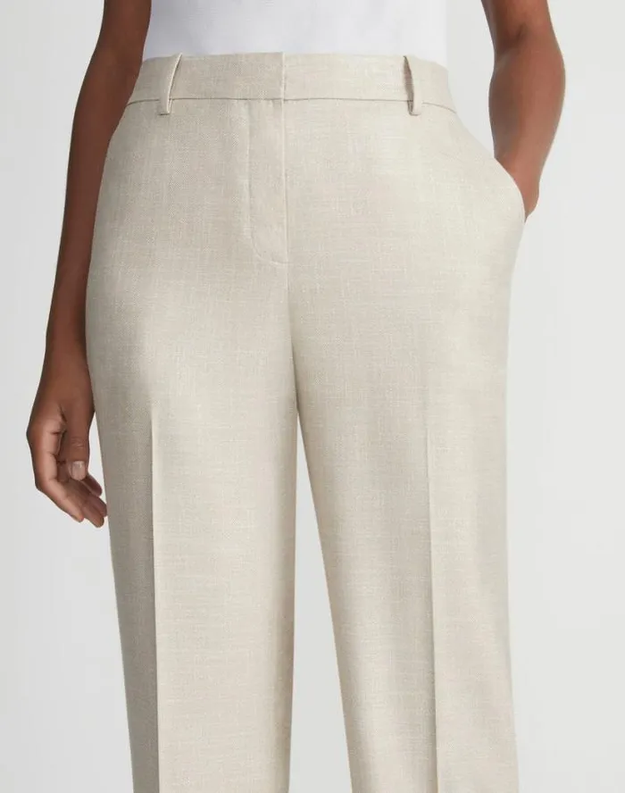 Lafayette 148 New York Bamboo Viscose Twill Gates Pant Birch Bark Multi Ready To Wear Pants and Shorts
