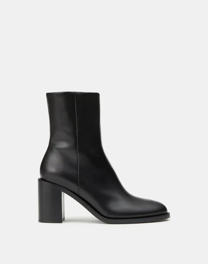 Lafayette 148 New York Calfskin Leather Heeled Ankle Bootie Black Shoes Heels