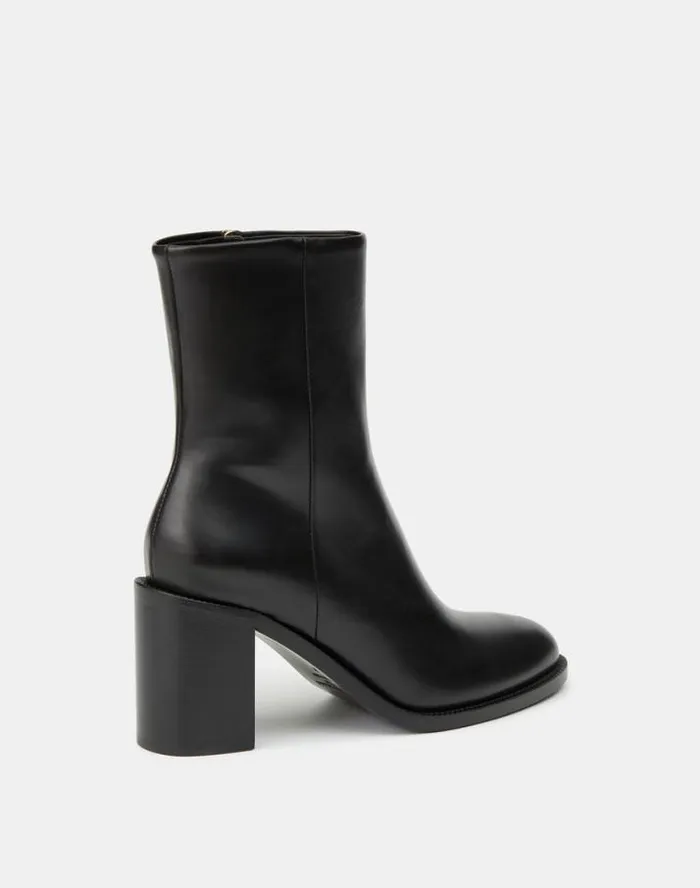 Lafayette 148 New York Calfskin Leather Heeled Ankle Bootie Black Shoes Heels