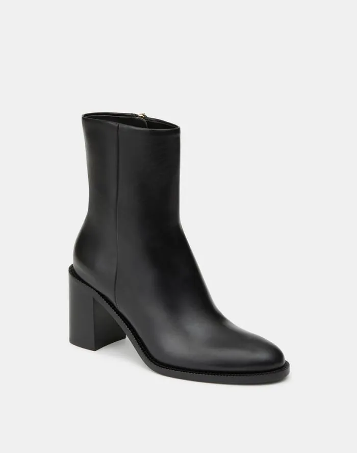 Lafayette 148 New York Calfskin Leather Heeled Ankle Bootie Black Shoes Heels