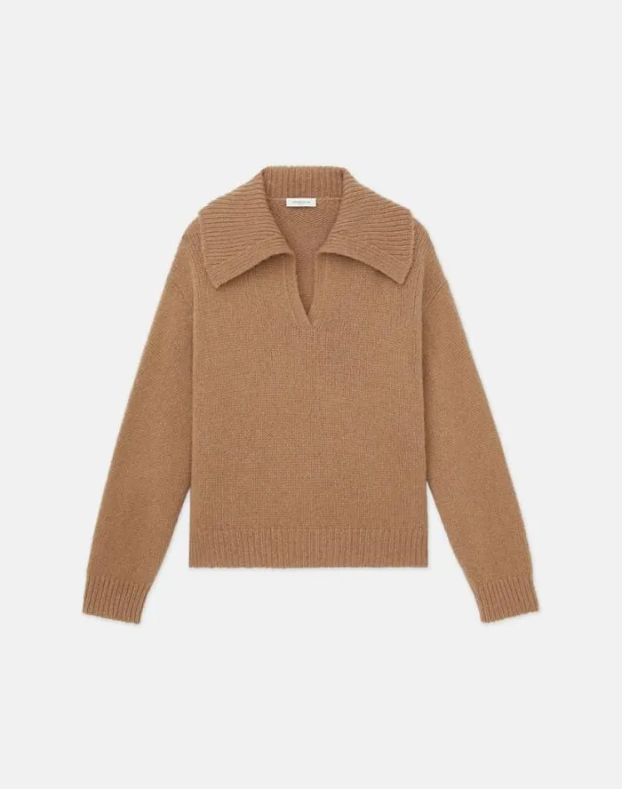Lafayette 148 New York Camel Hair Chainette Collared Sweater Camel Ready To Wear Sweaters and Knits Lafayette 148 New York Camel Hair Chainette Collared Sweater Camel Ready To Wear Sweaters and Knits