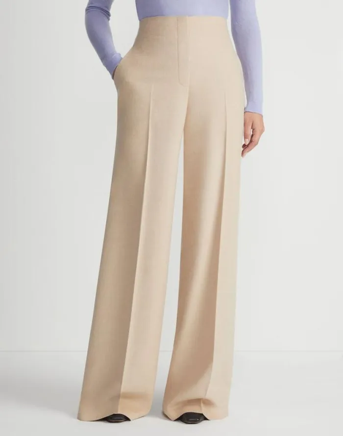 Lafayette 148 New York Camel Hair Thames Wide Leg Pant Camel Ready To Wear Pants and Shorts