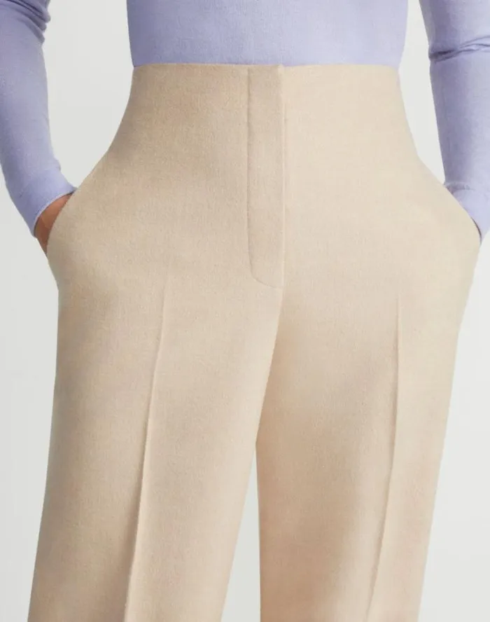 Lafayette 148 New York Camel Hair Thames Wide Leg Pant Camel Ready To Wear Pants and Shorts