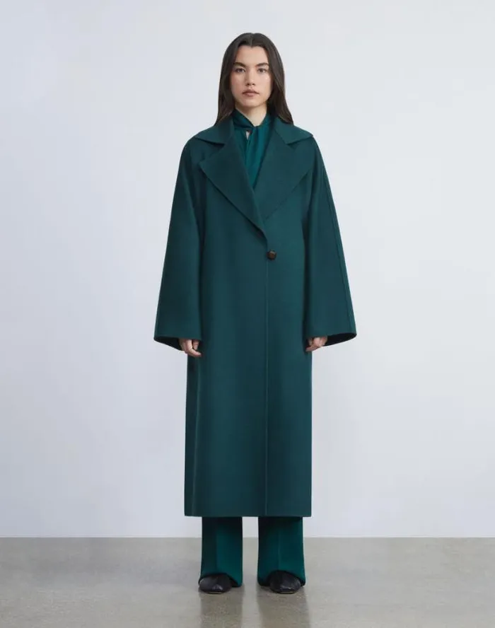 Lafayette 148 New York Cashmere Double Face Oversized Coat Deep Ivy Ready To Wear Jackets and Blazers