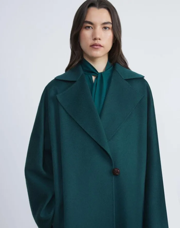 Lafayette 148 New York Cashmere Double Face Oversized Coat Deep Ivy Ready To Wear Jackets and Blazers