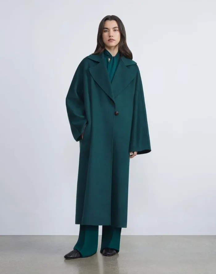 Lafayette 148 New York Cashmere Double Face Oversized Coat Deep Ivy Ready To Wear Jackets and Blazers