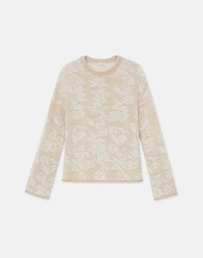 Lafayette 148 New York Flora Bloom CottonSilk Tape Textured Stitch Sweater Pampas Plume Multi Ready To Wear Sweaters and Knits Lafayette 148 New York Flora Bloom CottonSilk Tape Textured Stitch Sweater Pampas Plume Multi Ready To Wear Sweaters and Knits