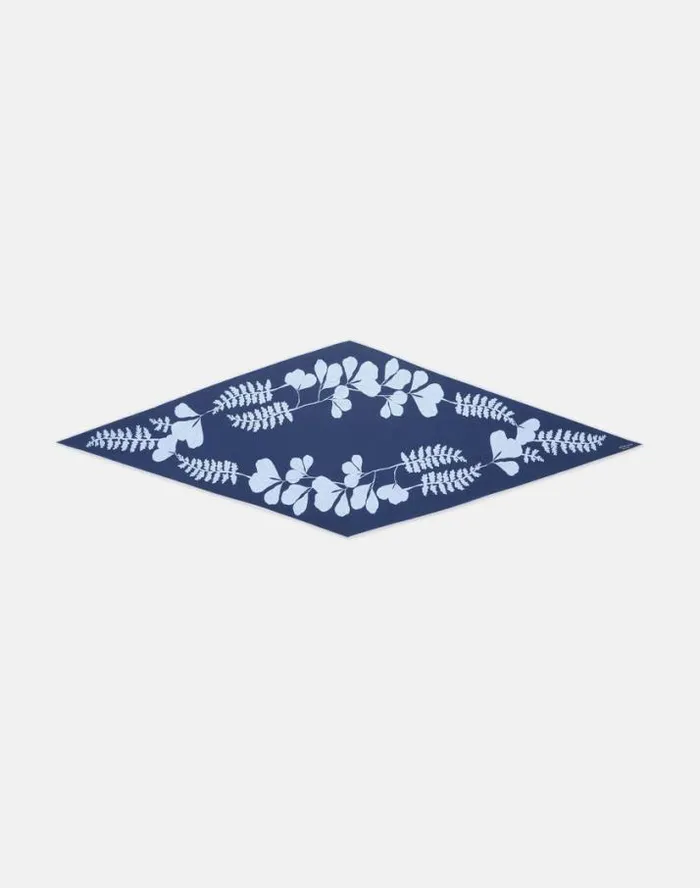 Lafayette 148 New York Flora Print Silk Diamond Scarf Midnight Blue Multi Accessories Wraps and Scarves