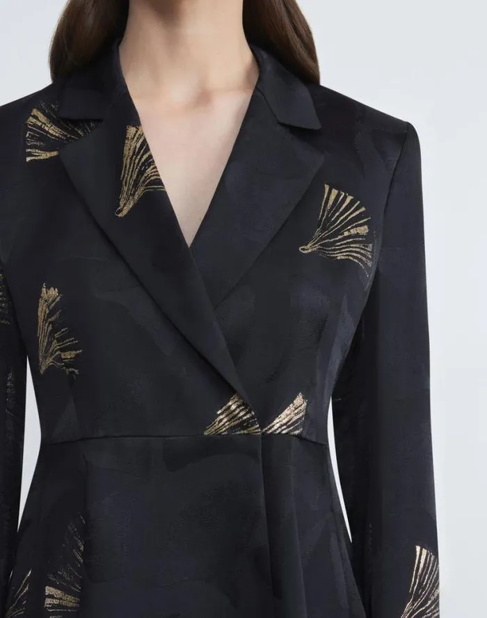 Lafayette 148 New York Metallic Leafed Pages Jacquard Blazer Black Multi Ready To Wear Jackets and Blazers